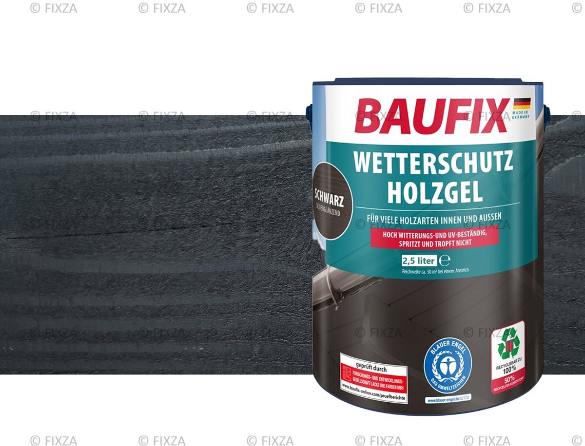 BAUFIX Buitenbeits – Zwart – Zijdeglans – 2,5 Liter – Voor Schutting, Tuinhuis & Blokhut – UV- & Weerbestendig