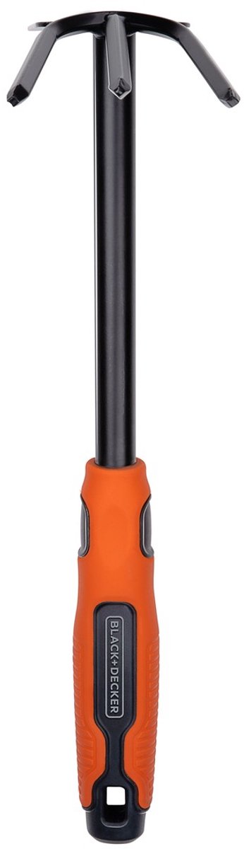 BLACK+DECKER Dubbele Schoffel - 3 Pinnen en Hak - 30 CM - Ergonomisch Handvat - Zwart/ Oranje van BLACK+DECKER — afbeelding 2