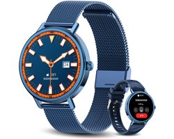 Blackview Slimme Horloges voor Dames - X30 - 1,26 "AMOLED Smartwatch Dames - Slaap & SpO2 Monitor - Fitnesstracker - Stijlvolle Smartwatch - Hartslagmeter - 100+ Sportmodel - Bluetooth Bellen- Stijlvol Slim Horloge - Android en iOS - Blauw