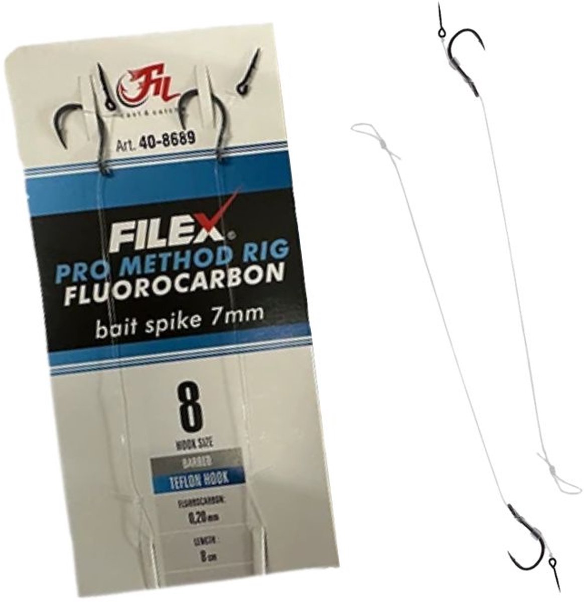 Filex Method Pro Rig #12 - Fluorocarbon - Bait Spike - 2pcs - Method Feeder Onderlijn