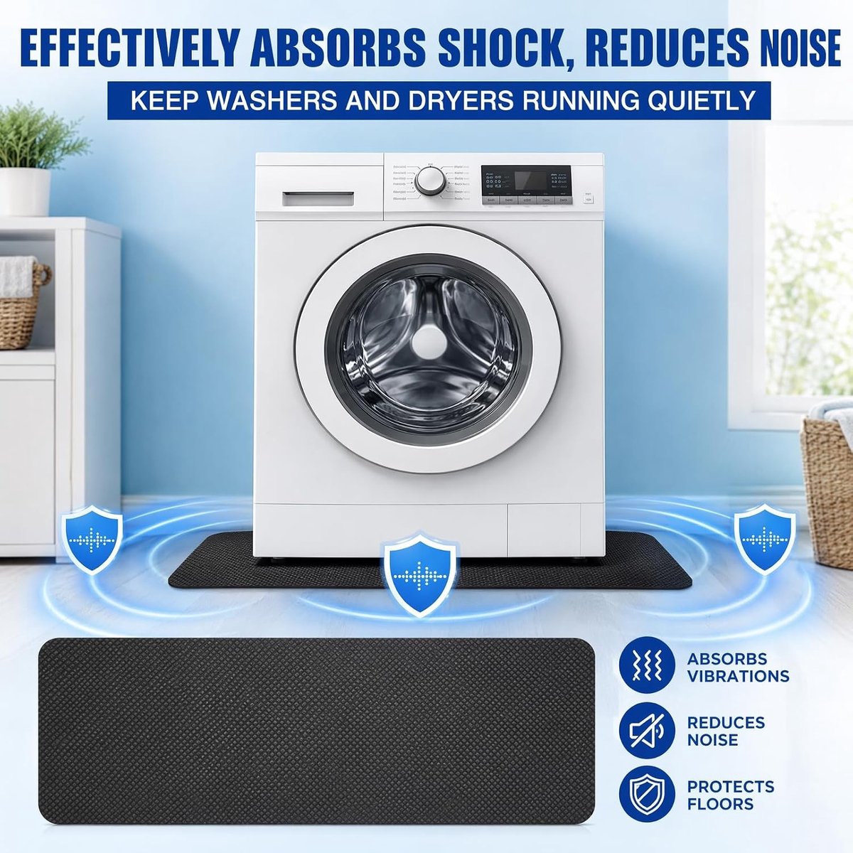 Anti vibratiematten wasmachine - Grijs - 70 x 160 cm - Waterdichte Antislipmat voor Twee Apparaten - Voor Huishoudelijk Gebruik