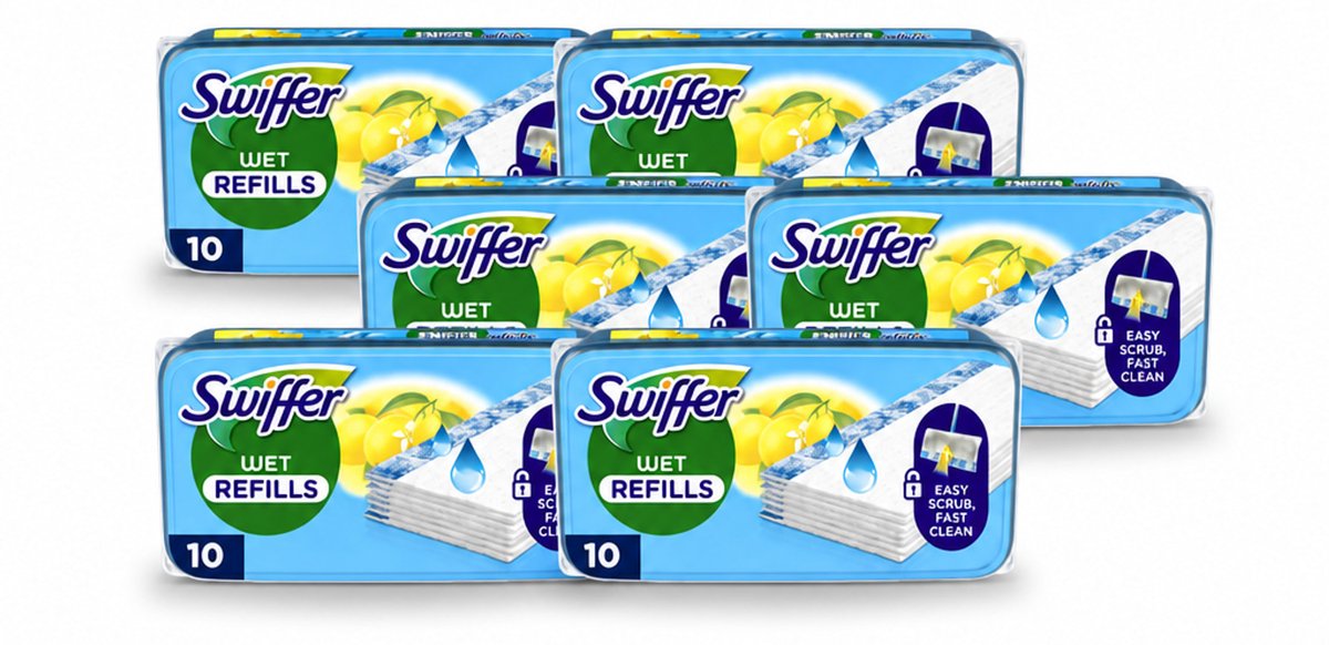 6 x Swiffer - Vloerdoekjes – Citrus Fresh – 10 doekjes - Voordeelverpakking - 6 stuks