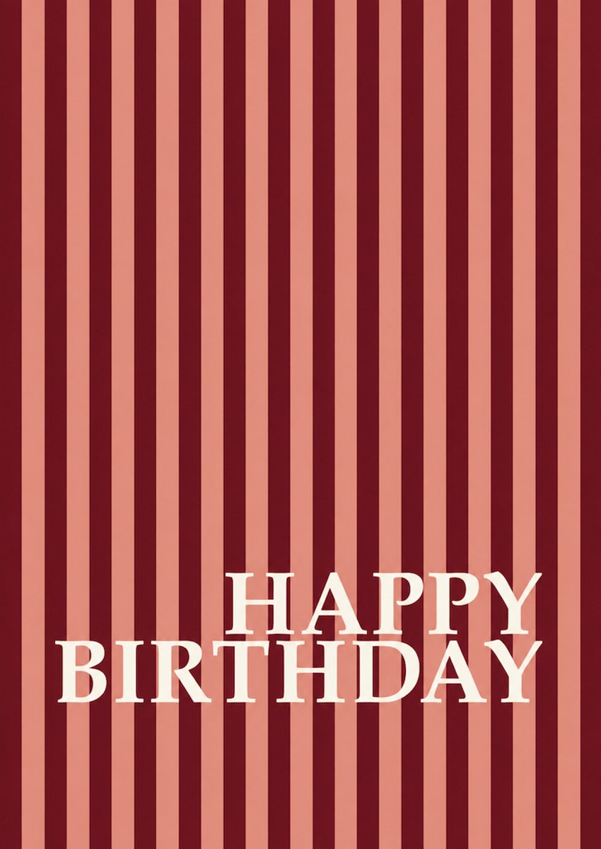 Happy Birthday verjaardagskaart met strepen – Grafische A6 wenskaart