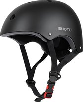 Suotu Kinderhelm - Verstelbare Fietshelm & Skatehelm - Voor Fietsen, Steppen, Skateboarden & BMX - Maat M - Zwart