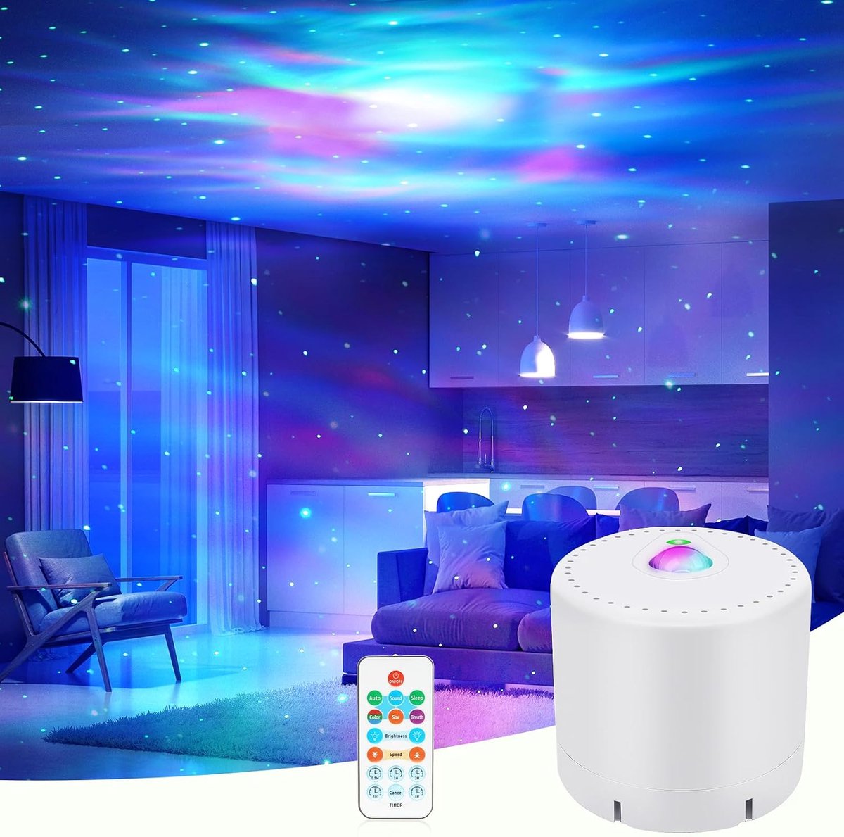 LED Ster Projector, Galaxy Projector met Afstandsbediening, Verstelbare Snelheid en Helderheid Night Light, Kinderen en Volwassen Party Decoratie