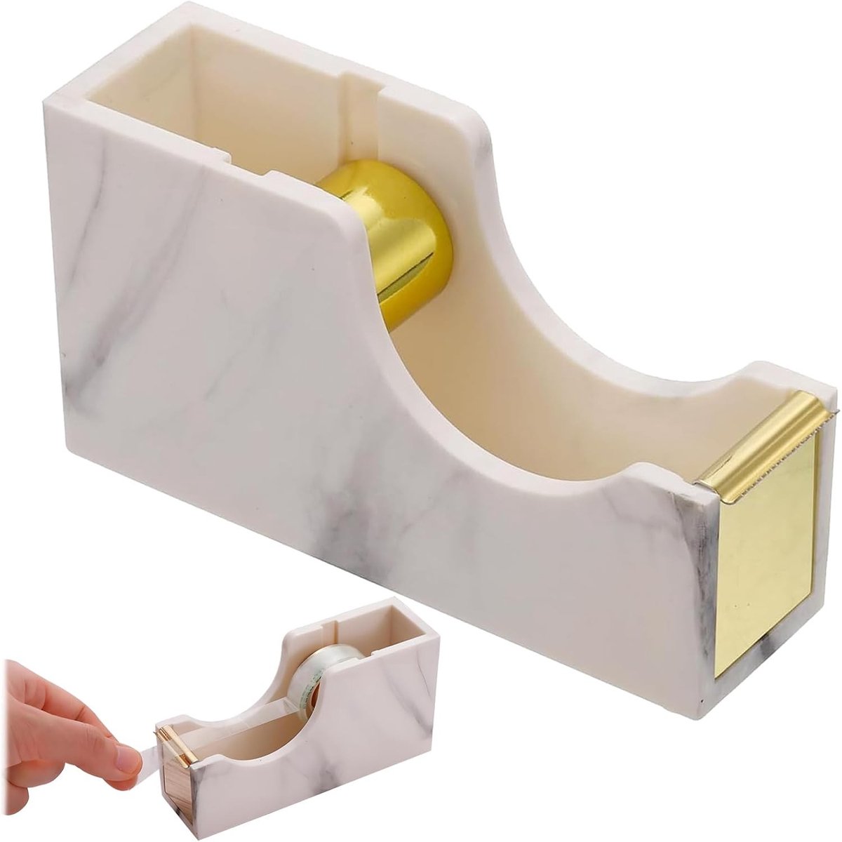 Transparante Plakbanddispenser - Transparant - 12 x 3,5 x 6,5 cm - Acryl en Metaal - Voor Bureaus en Thuis