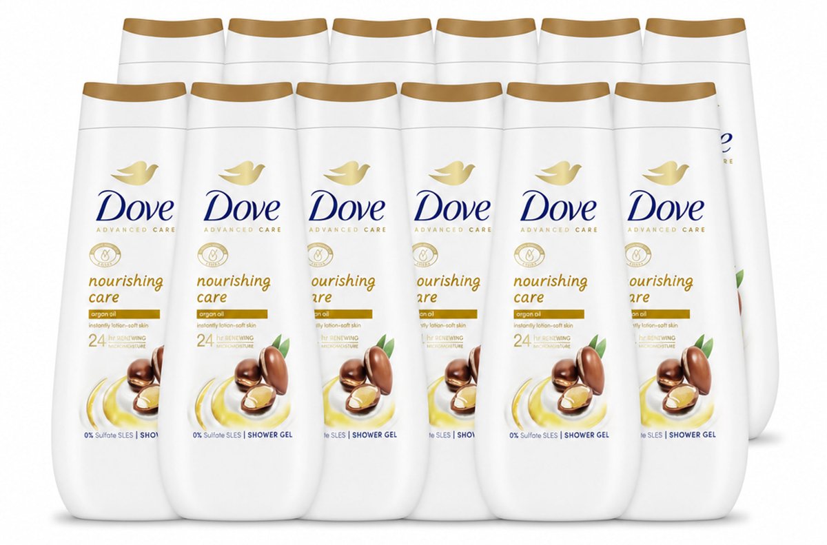 12 x Dove Douchecrème - Nourishing Care - Arganolie - 400 ml - Voordeelverpakking - 12 stuks