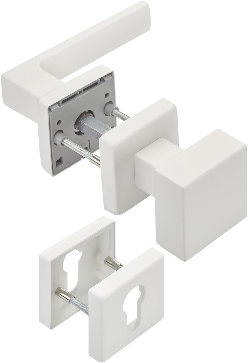 Krukgarnituur CUBE wit wisselgarnituur deurknop en deurkruk