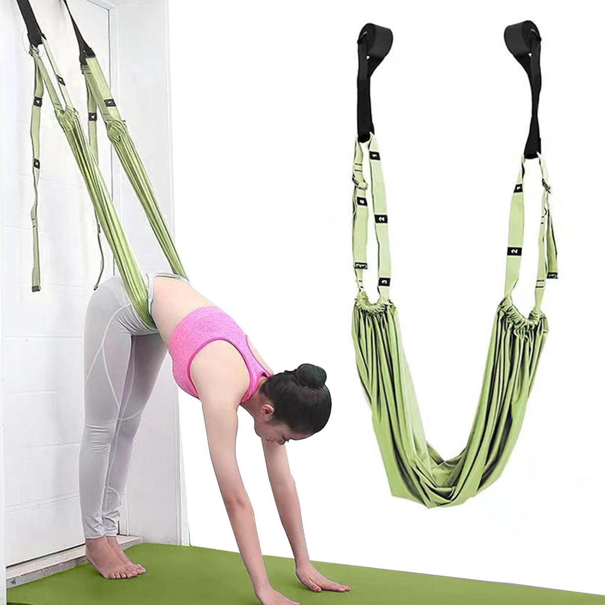 Volledige Lichaams Workout Yoga Band met Deuranker en Opbergtas, Ideaal voor Rekken, Houding en Flexibiliteit in Yoga, Dans en Vechtsporten