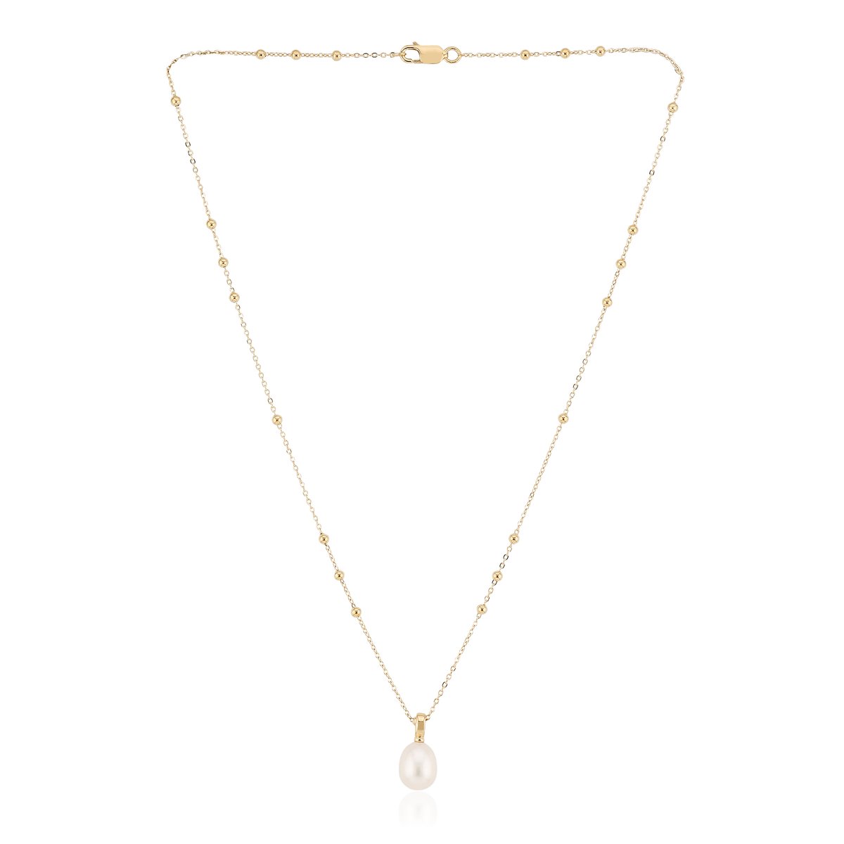 Cavill - Zilveren Halsketting met Witte Zoetwaterparel 11x9 mm - 925 Sterling Zilver Verguld - Elegante Ovale Parelketting - Dames Sieraden