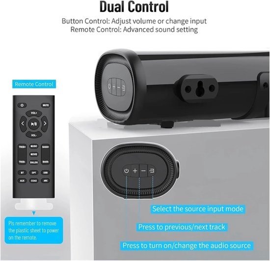 Soundbarluidspreker - Voor homecinema - Films kijken - Krachtig 50W-geluid - Compact ontwerp - Zwart — afbeelding 3