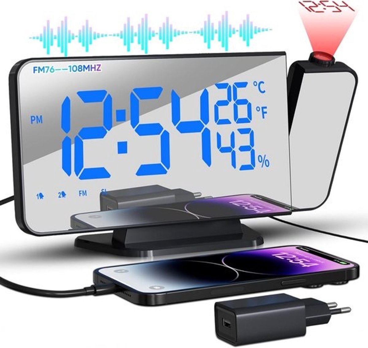 Digitale wekker - Wekkerradio - Reiswekker - Met alarmfunctie