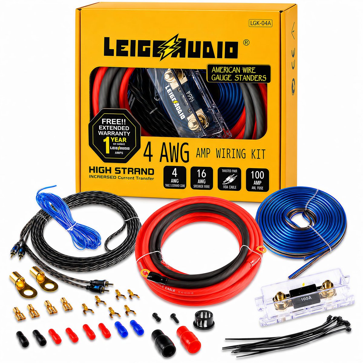 SnelShoppen - 4 Gauge Versterker Bedradingsset - True 4 AWG Auto Subwoofer Installatie Bedradingsset voor Radio en Subwoofer - Hoogwaardige Kwaliteit,