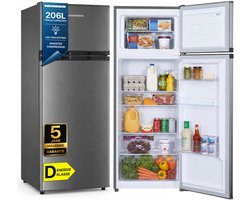Heinner HF-HM2206INVXD Koel-vriescombinatie 206 L – Inverter – Mechanische Instelbare Thermostaat – LED-verlichting – Omkeerbare Deur – RVS – 5 Jaar Garantie