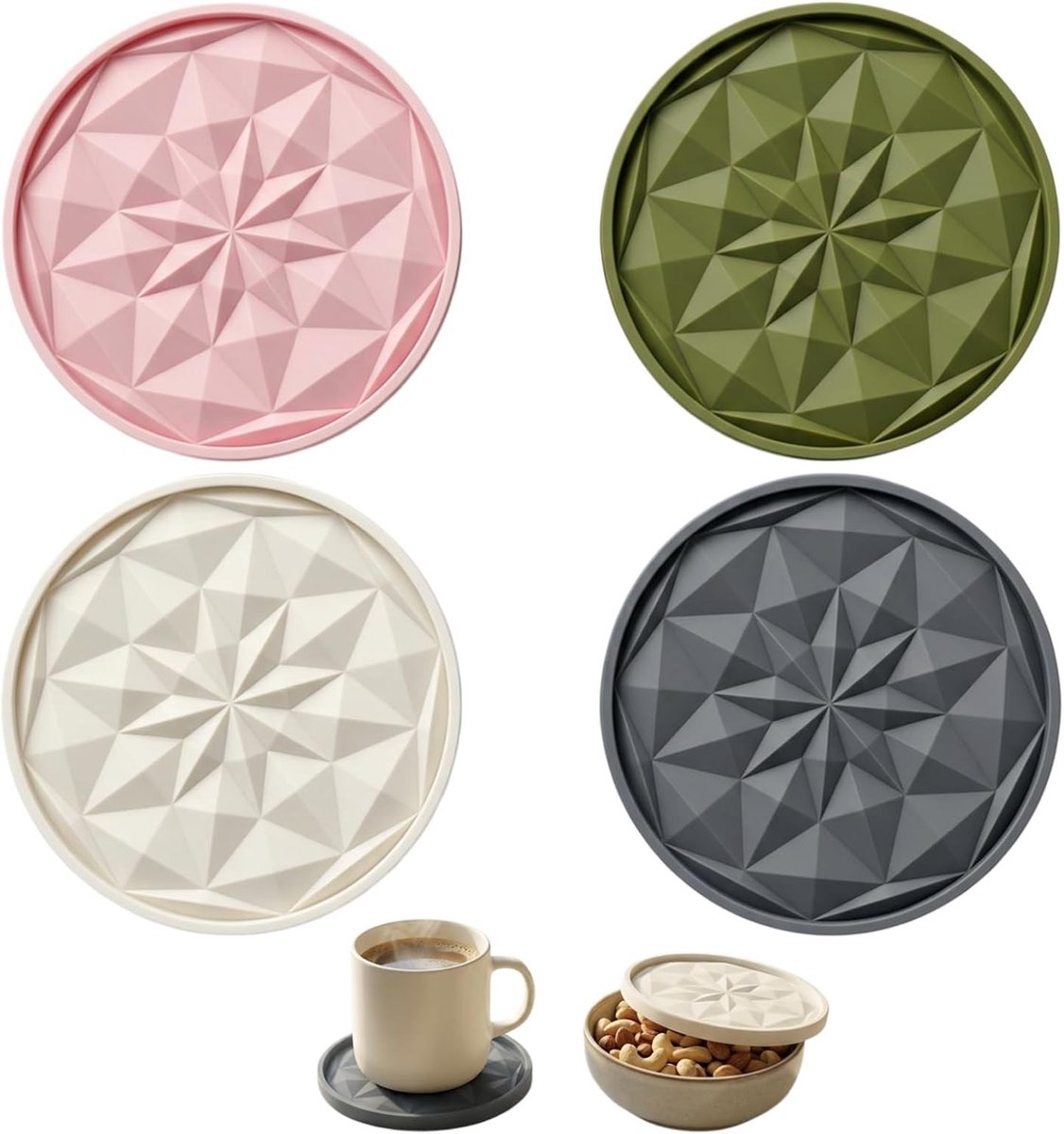 Herbruikbare en luchtdichte silicone deksels voor yoghurt - Set van 4 kleurrijke deksels, 500 g