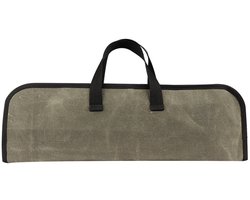 Messenset Opbergtas - 47.5 x 31 cm - Canvas - Voor chef - Multifunctionele - Praktische opbergtas voor keukenmessen - Chef Beschermer - Niet inbegrepen - 4 Slots - Legergroen