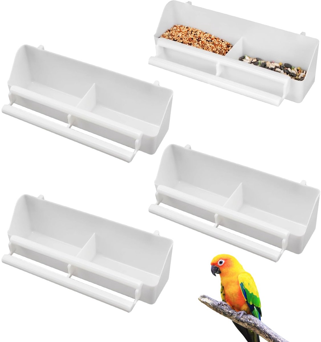4 stuks voederbak vogel, vogelvoederdispenser, voor parkieten - ShopVlot