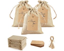 Sctmda Kleine jute zakjes, 30 stuks, jute zakjes, gastgeschenken, 9 x 12 cm, cadeauzakjes, jute linnen zakjes met - ShopVlot