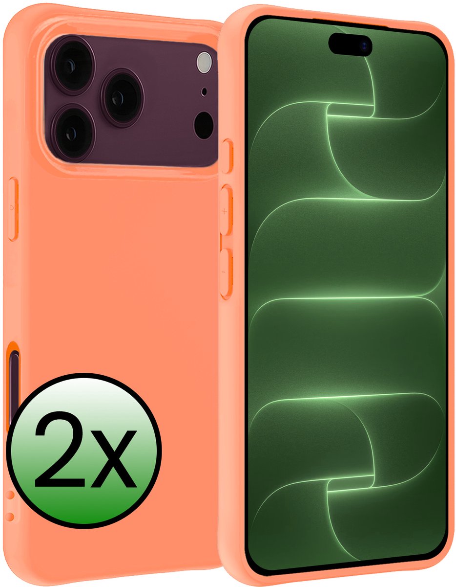 Hoesje 2 Stuks - Geschikt voor Apple iPhone 18 Pro - Sterk & Shockproof - Case Siliconen - Back Cover - Telefoon Hoes - Perzik