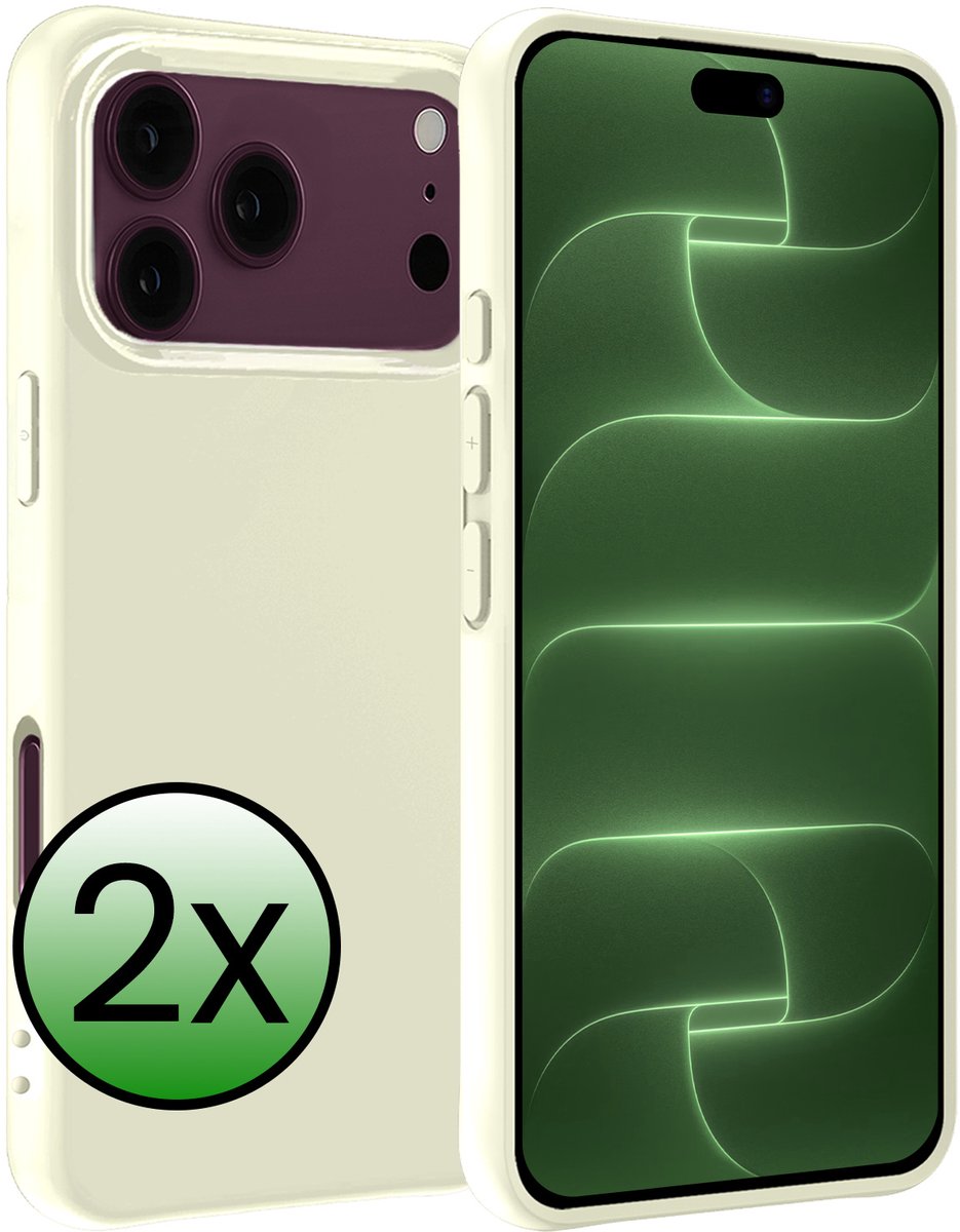 Hoesje 2 Stuks - Geschikt voor Apple iPhone 18 Pro - Sterk & Shockproof - Case Siliconen - Back Cover - Telefoon Hoes - Wit