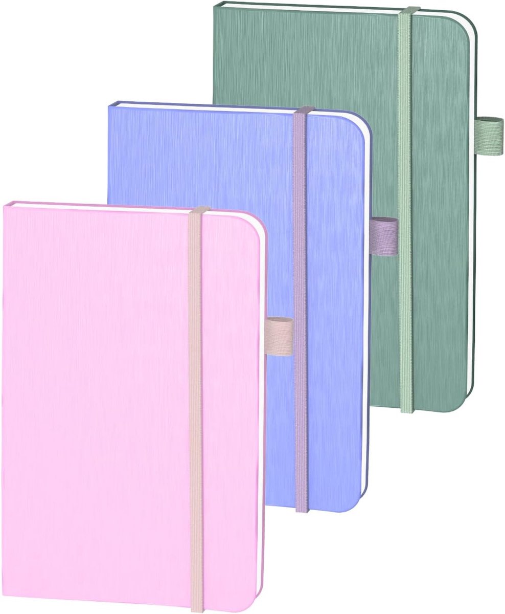 ONAVIA A6 Lined Notebook 9.5 cm x 14.5 cm Hardcover for Home, School and Work, Pack of 3 Assorted Colours - ShopVlot