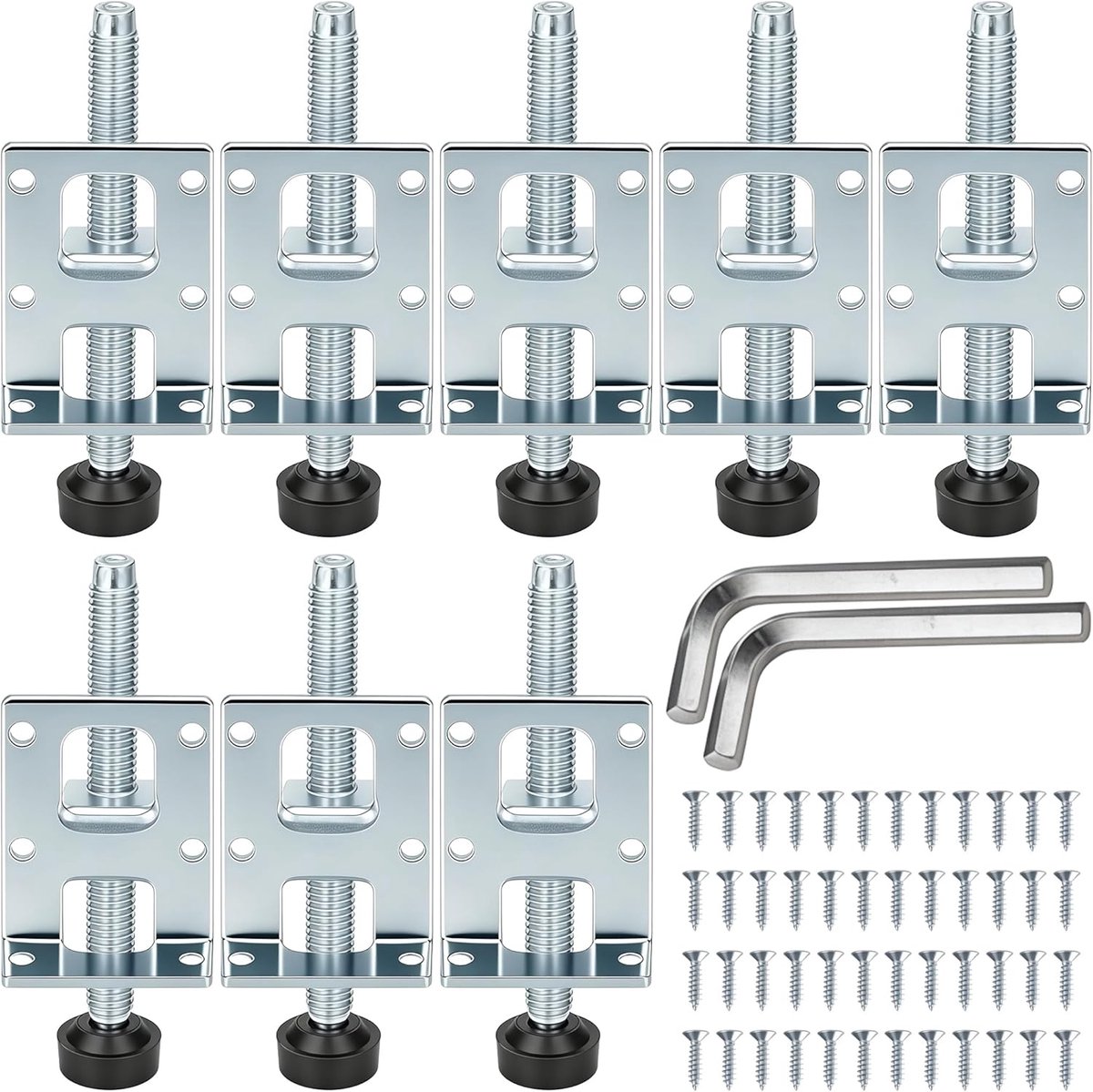 Meubelpoten set 8 stuks - 19.8x105mm - staal - hoogteverstelbaar voor nivellerende ondersteuning - ShopVlot