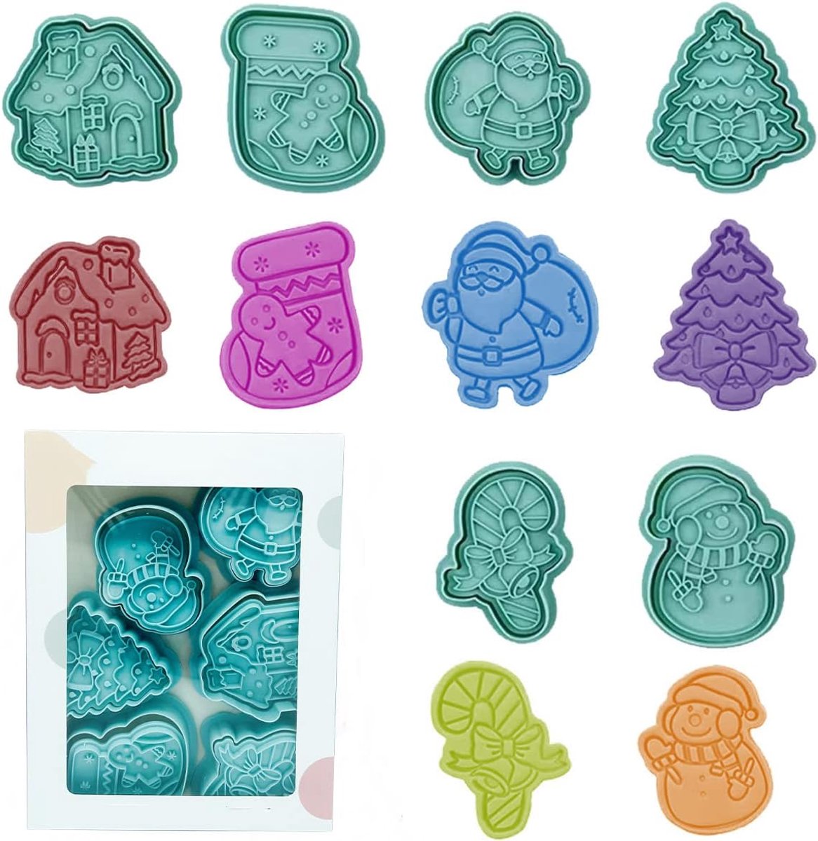 6 Pieces Christmas Cookie Cutters Cookie Cutters Christmas Cookie Moulds Cookie Moulds 3D Plastic Cookie Moulds with - ShopVlot