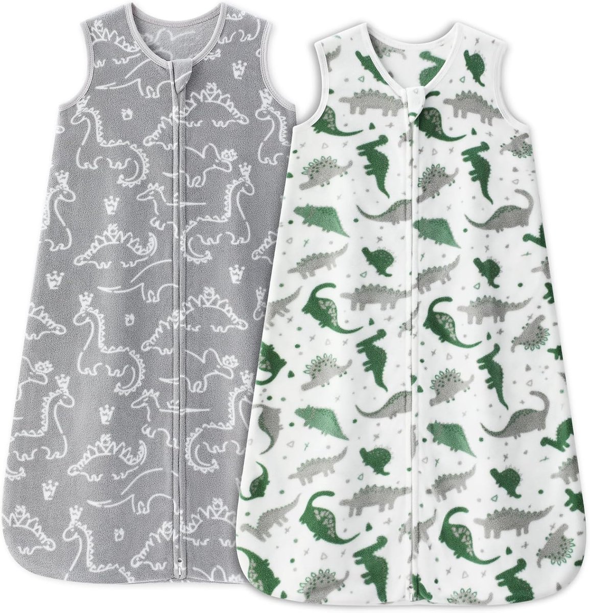 Unnivoll Fleece baby sleeping bag 0-6 months 2.0 TOG gray white dinosaur - ShopVlot