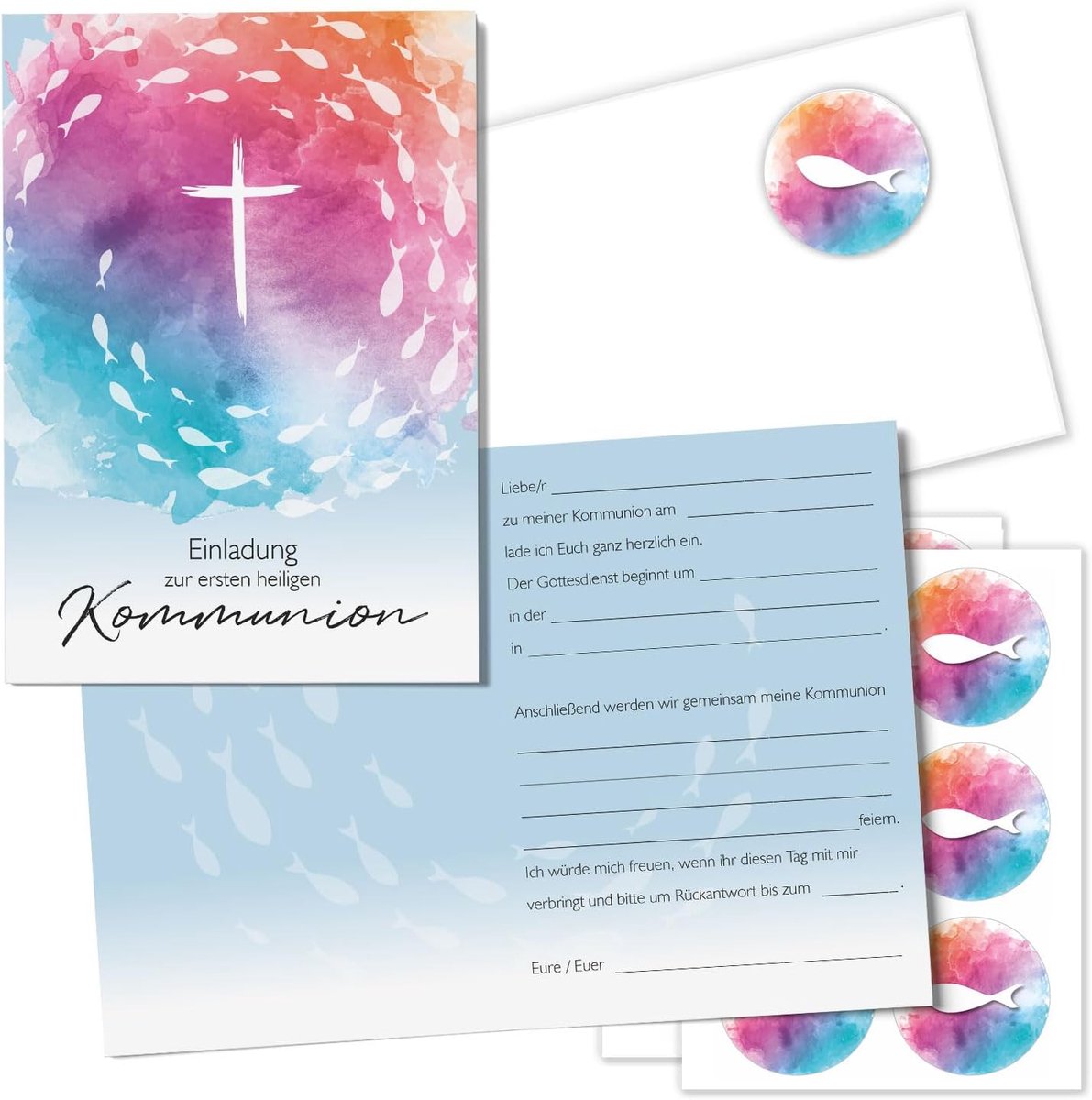 communiekaarten set van 15 - DIN A6 met enveloppen - stevige offsetpapier - elegante uitnodigingen - ShopVlot
