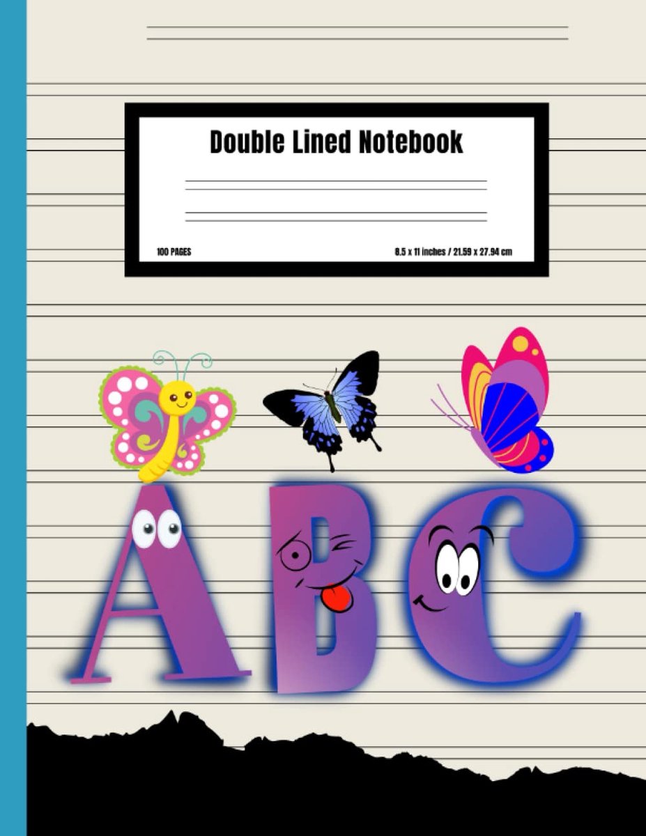 Double Lined Notebook: Cute Butterfly Narrow Handwriting Practice Lined Paper - ShopVlot