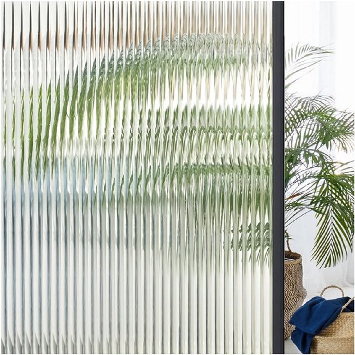 SnelShoppen - Lifetree raamfolie - ondoorzichtig en zelfklevend - zichtwerend met rietglas-effect, statisch hechtend en anti-UV 60 x