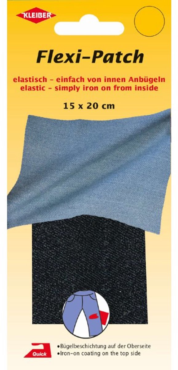 KLEIBER Flexi-Patch strijkflap, 150×200 mm, jeans lichtblauw, elastisch