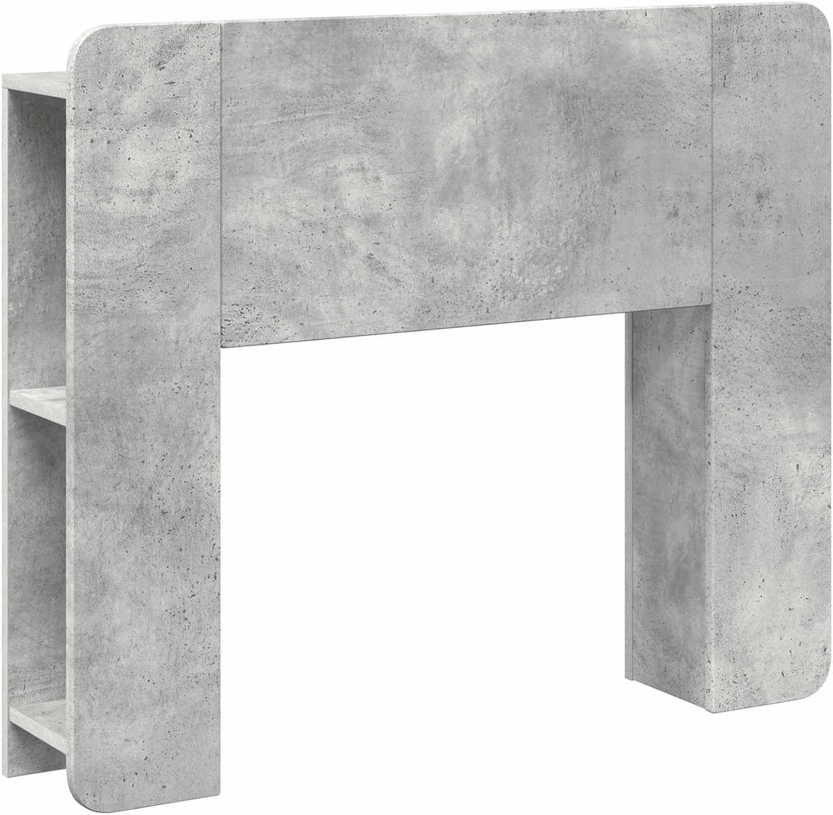 Kast met hoofdeinde in betongrijs van technisch hout voor de slaapkamer, met grote opbergruimte voor boeken en decoratie, eenvoudig te reinigen