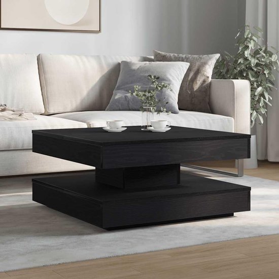 360 graden draaibaar bewerkt hout modern 70x70x34 5 cm zwart — afbeelding 2