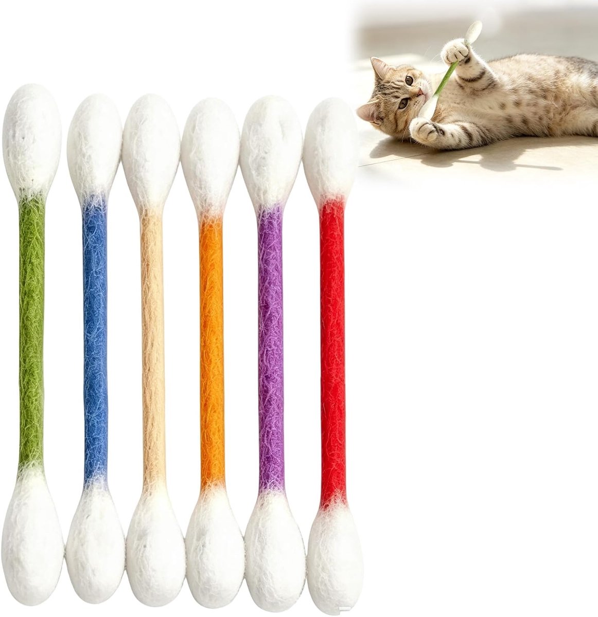 Kattenkruidstokjes 6 stuks - Wattenstaafjes - Duurzaam kattenspeelgoed - Stimuleert natuurlijk speelgedrag - ShopVlot