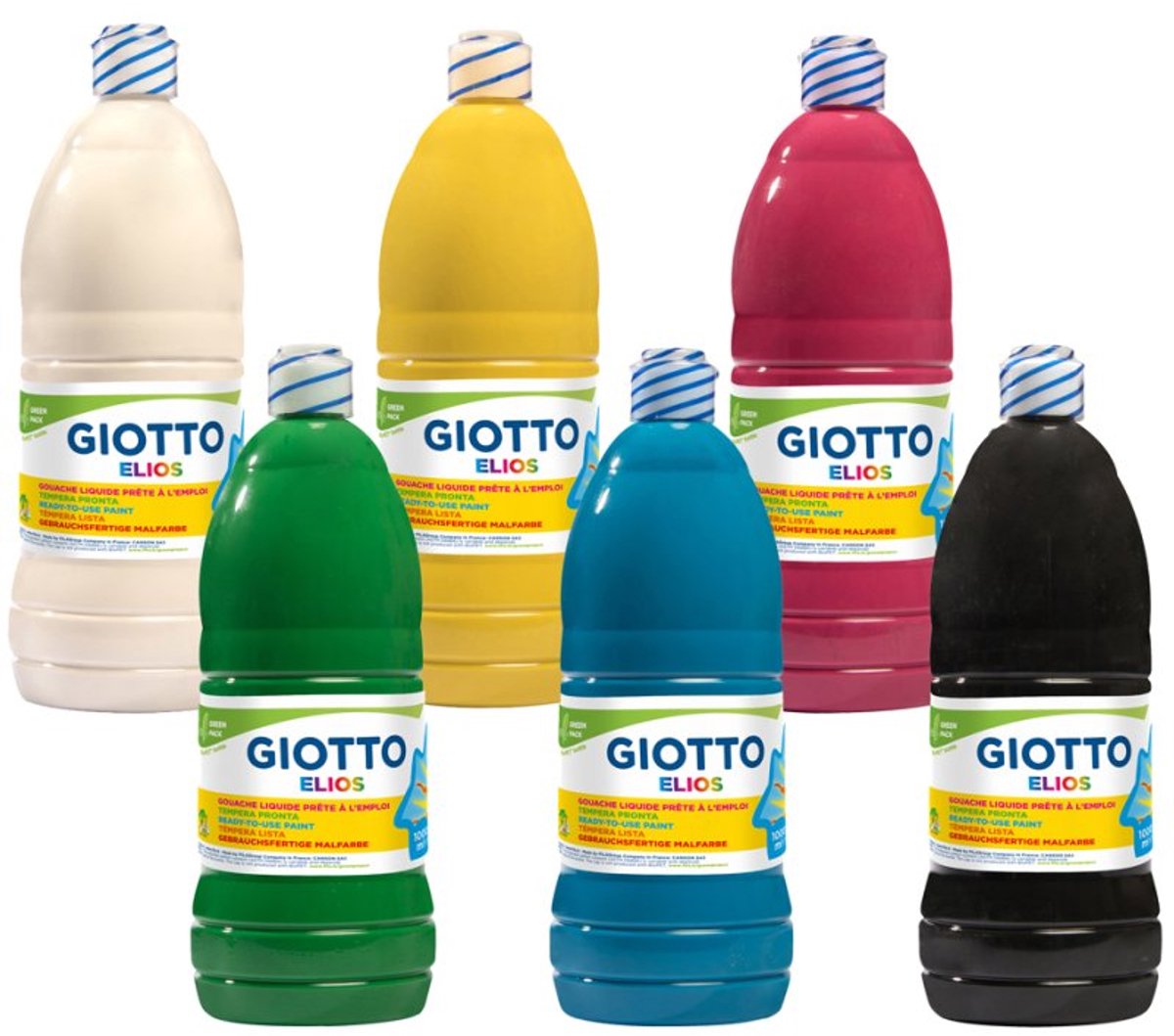 GIOTTO Gouacheverf ELIOS, 6 stuks, gekleurd gesorteerd, 1.000 ml