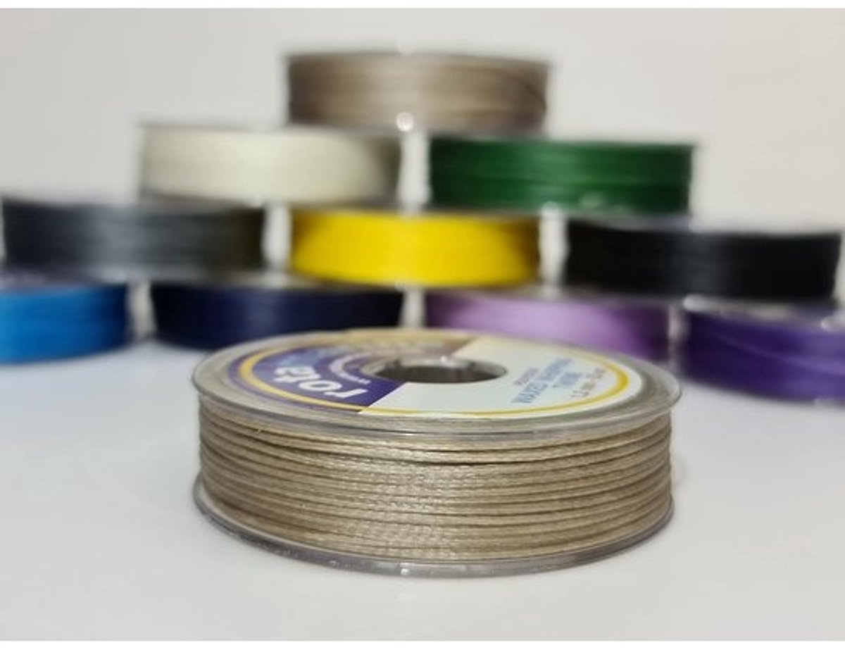 Touw voor zweepslagen - Gewaxt draad - voor touwafwerking - Duurzaam polyester - 35 meter - Beige