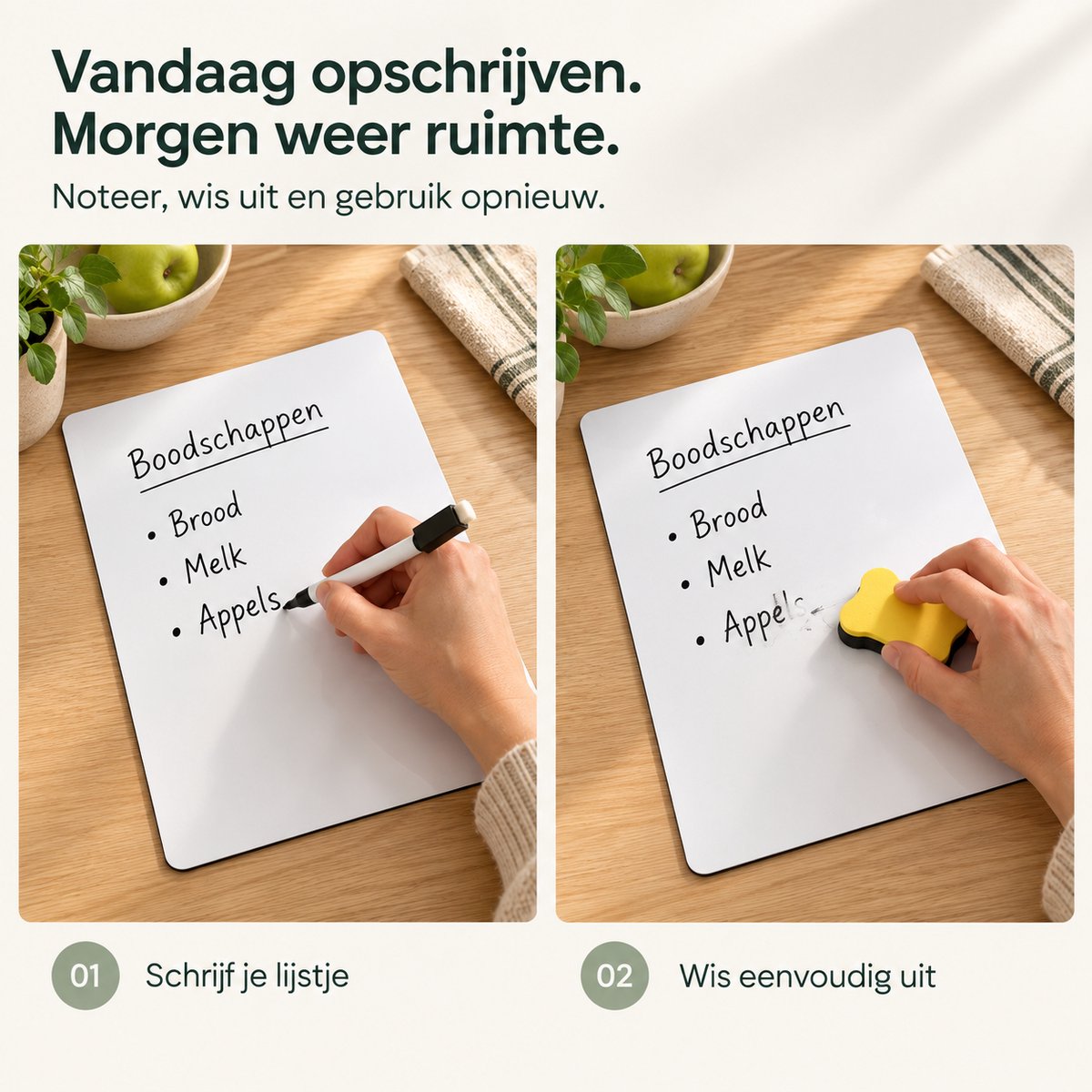 Consumerce® Magnetisch Whiteboard A4 Met 2 Stiften & Wisser - Klein Mini Bord - Koelkast, Magneetbord Memobord Planbord - Weekplanner Maandplanner Familieplanner - Schrijfbord Wisbord Uitwisbaar - To Do Planner/Lijst Boodschappenlijst — cadeau in Kalenders & Planners - foto 5