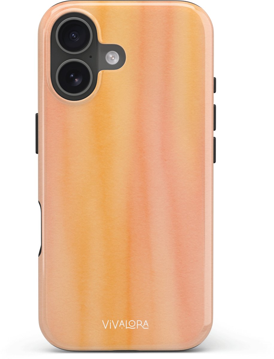 VivaLora Tough Telefoonhoesje iPhone 17 met MagSafe - Sunset Glow Print - 2-in-1 Phone Case - Hard Case & Siliconen Back - Extra Bescherming - Shockproof - Ombre Effect - Roze/Oranje