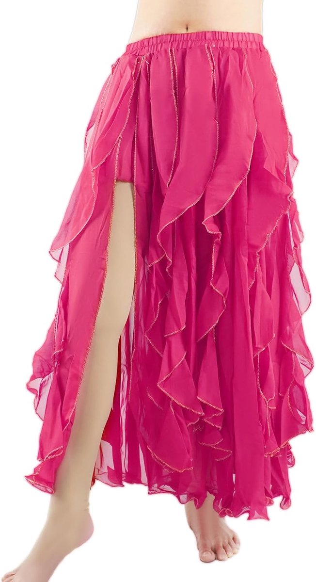 Baisdan Women's Chiffon Belly Dance Skirt Long Slit Skirt for Stage Performance Costume - ShopVlot