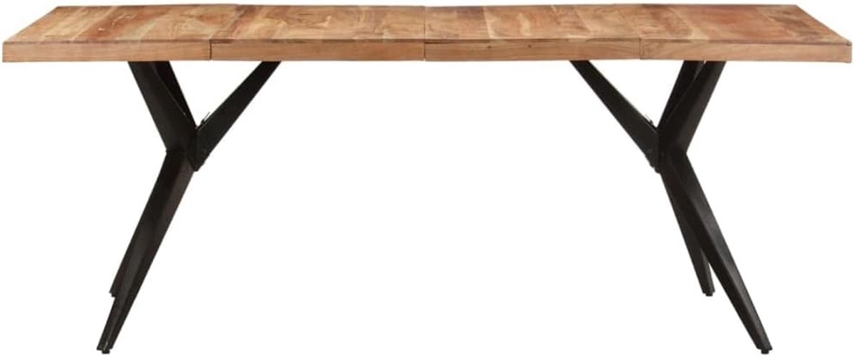 Acaciahout eettafel, 200 x 90 x 76 cm, stabiele houten tafel met gepoedercoate stalen poten en stalen kruisframe, duurzaam meubelstuk voor keuken of eetkamer