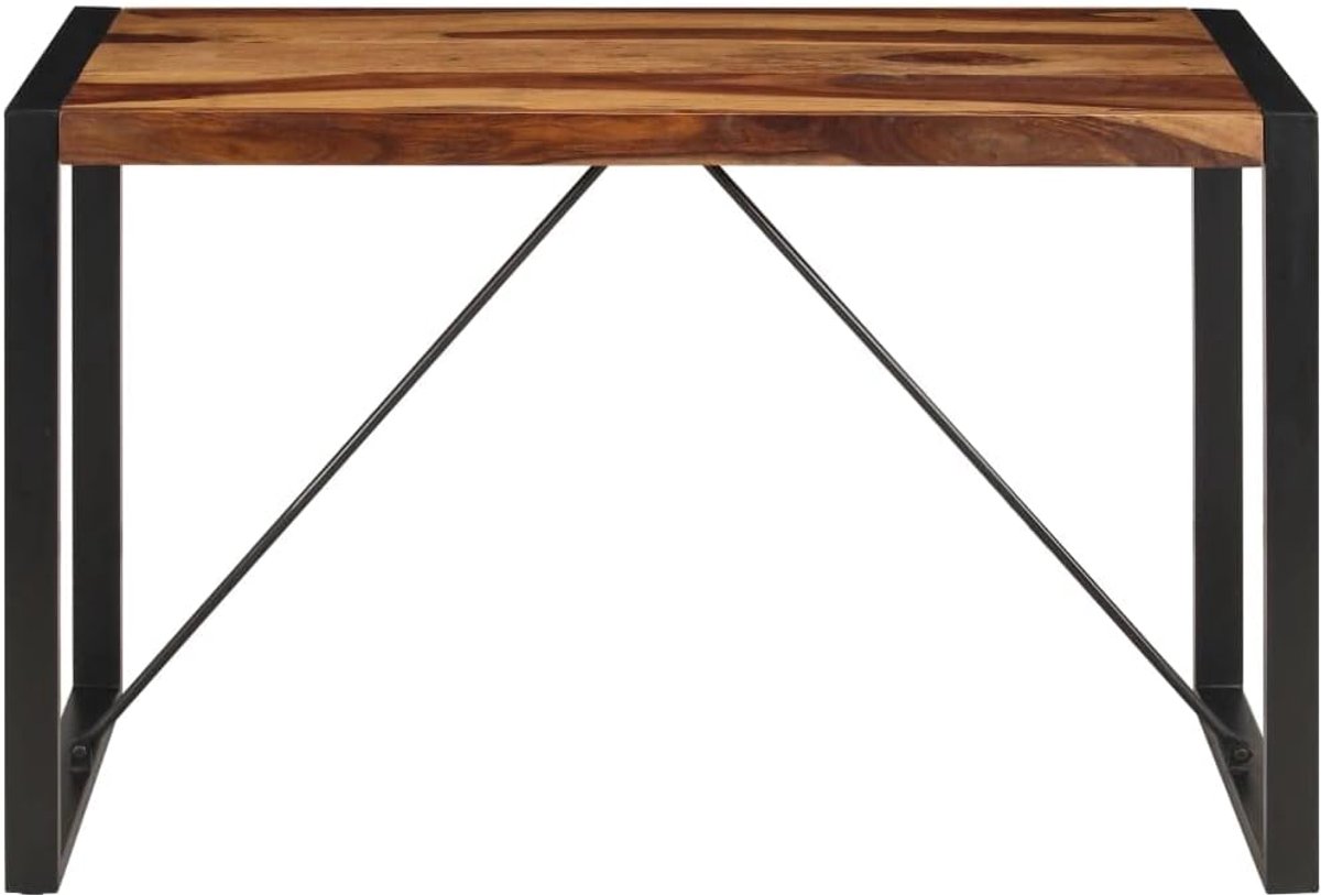 Hout acacia eettafel 120 x 60 x 76 cm industriële stijl met gepoedercoate stalen poten voor keuken en eetkamer - robuuste retro tafel van massief hout met natuurlijk
