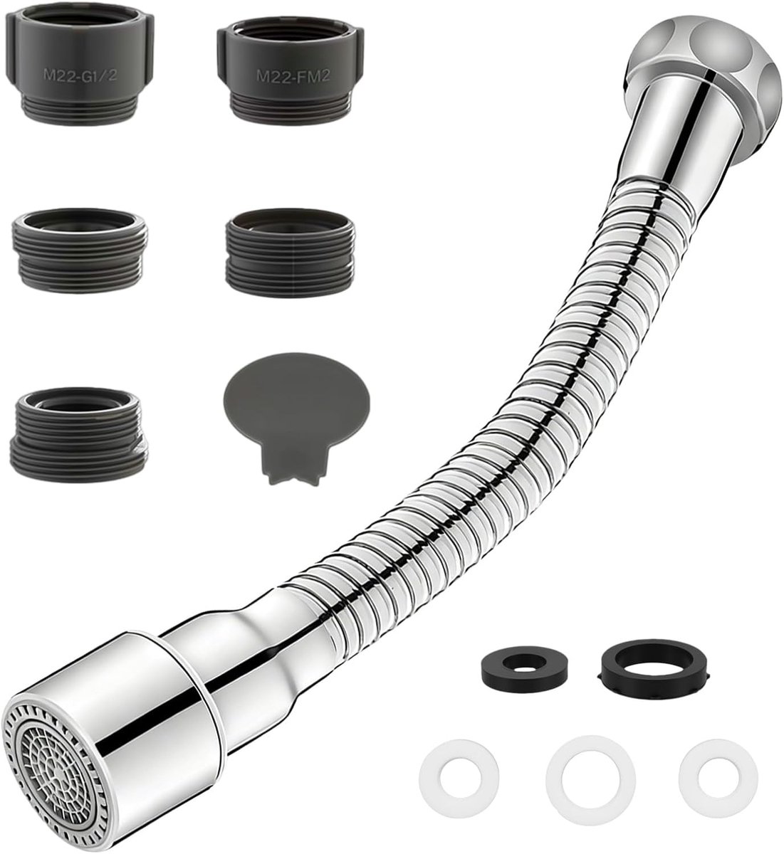 Flexibele kraanverlenging 14 cm, 2 straalsoorten, kraanverlenging 360° draaibaar, verlenging geschikt voor - ShopVlot