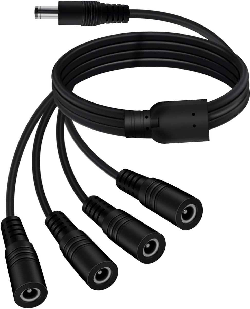 DC 4 Way Splitter 5.5 x 2.1 mm DC Splitter Cable 5V 6V 9V 12V 24V 3A for Security Cameras, DVR, Router, Printer, LED - ShopVlot
