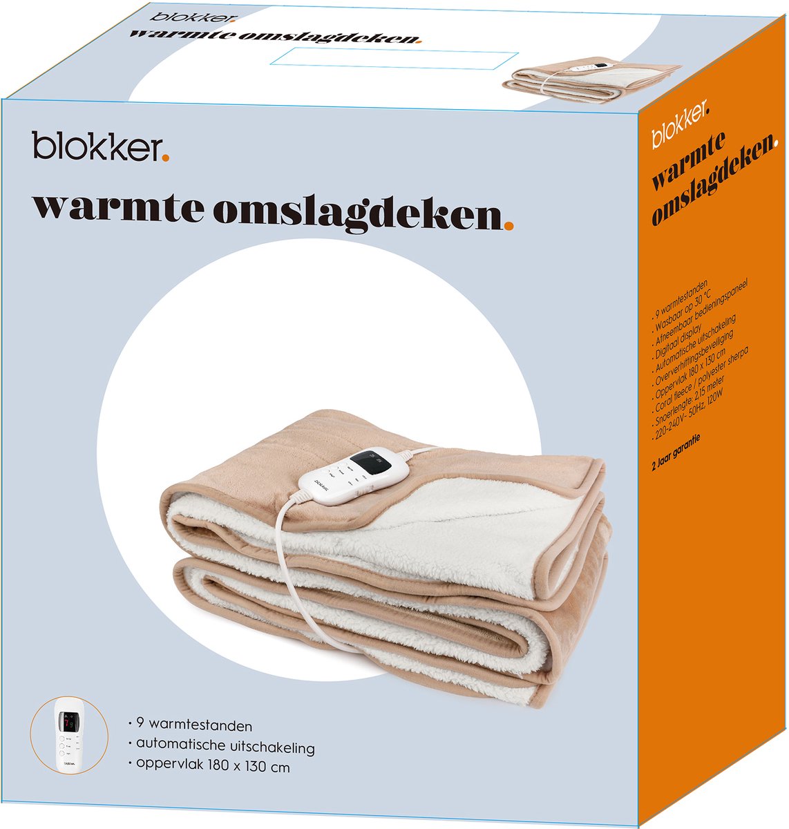 Blokker Elektrische Deken - 9 instellingen - Auto uitschakeling - Timer - Fleece - Digitaal display - Wasmachine wasbaar - EBL-127162.2 Roze – foto 4
