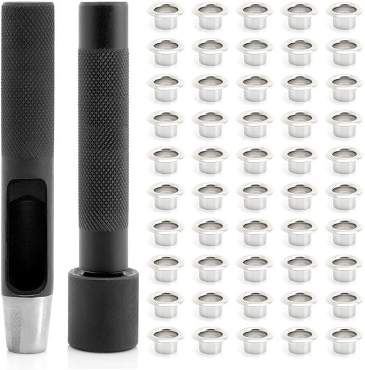 set oogjeszetgereedschap met ponser en aambeeld - voor 3 mm (1/8") kleine doorvoertules