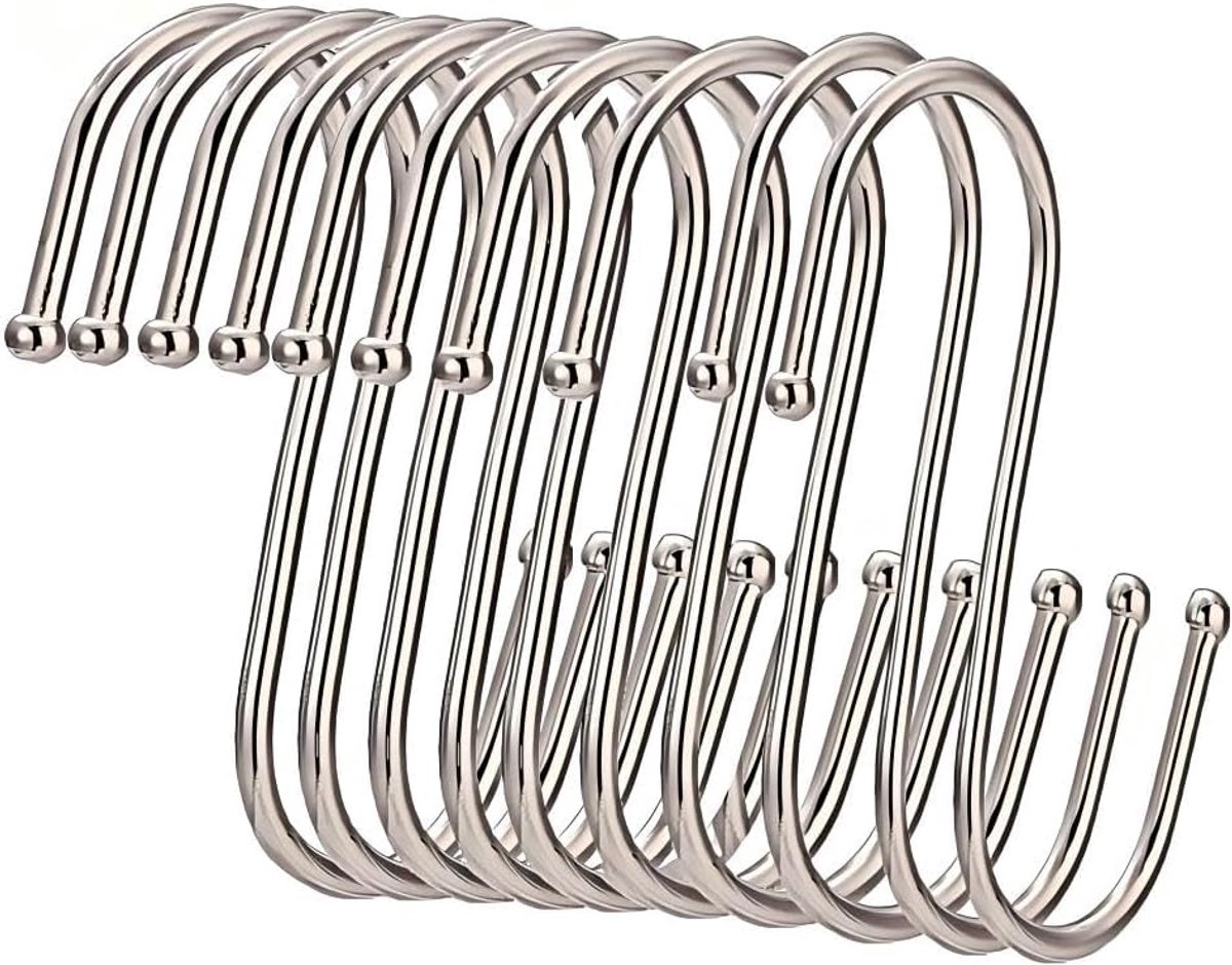 10-Pack S-Hooks, 12cm Large S-shaped Hook, Stainless Steel S Hook for Hanging for Kitchen, Bathroom, Bedroom, Living - ShopVlot