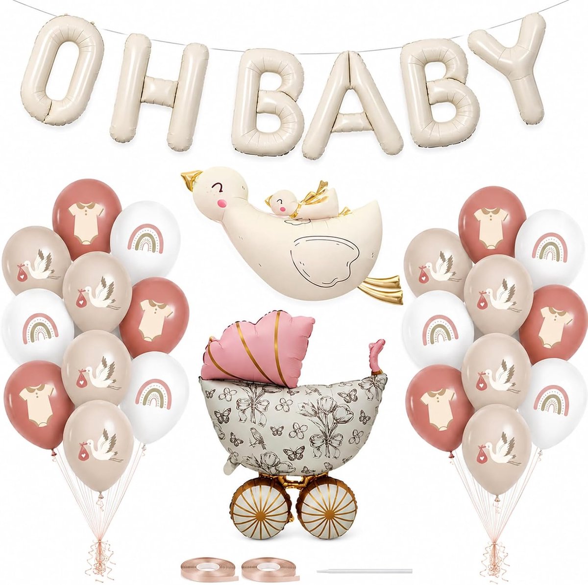 ALEGRE® 32pcs Oh Baby Decoration with Baby Carriage Balloons - ShopVlot