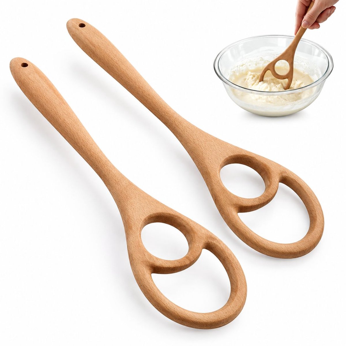 VHV - Deegklopper - 2 stuks - Garde/klopper set - Deegmenger - Dubbele ring - Deeg garde - Spiraalgarde - in de keuken
