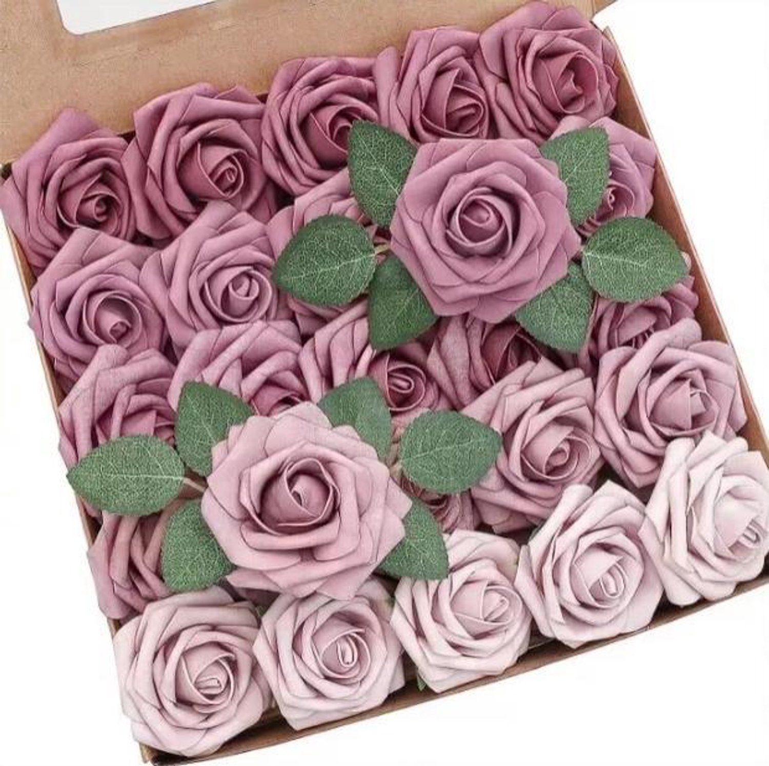 YYchan 25-delige Set Kunstrozen Foam - Diep Roze Met Buigbare Steel & Bladeren